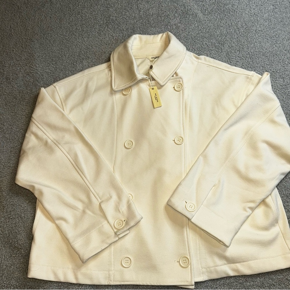 Max Studio Cream Pea Coat Structured Elegance